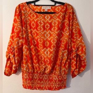 Michael Kors Aztec Print Blouse Orange Size Medium